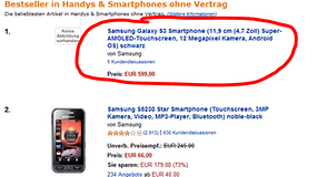 Samsung Galaxy S3 já é o mais vendido na Amazon.de