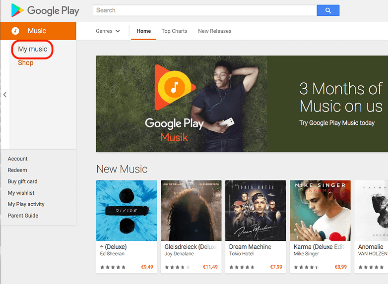 google play music browser version my music