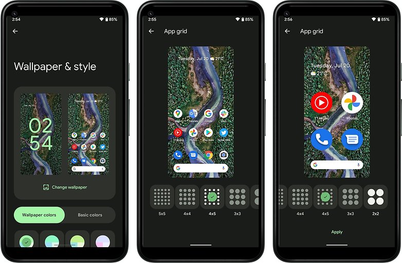 Android 12 UI grid
