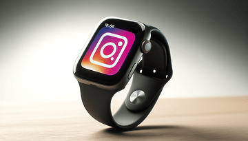 Apple Watch Series 9 displaying the Instagram app interface on a minimalist background.