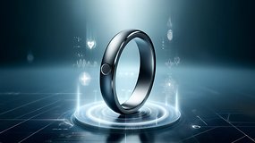 An artistic representations of a smart ring health monitoring device