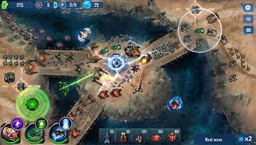 A strategic game interface showing a battle scene with units and health indicators.