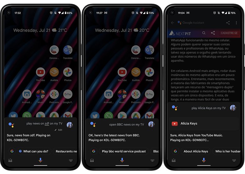 Zprávy hlasových příkazů Google Assistant TV