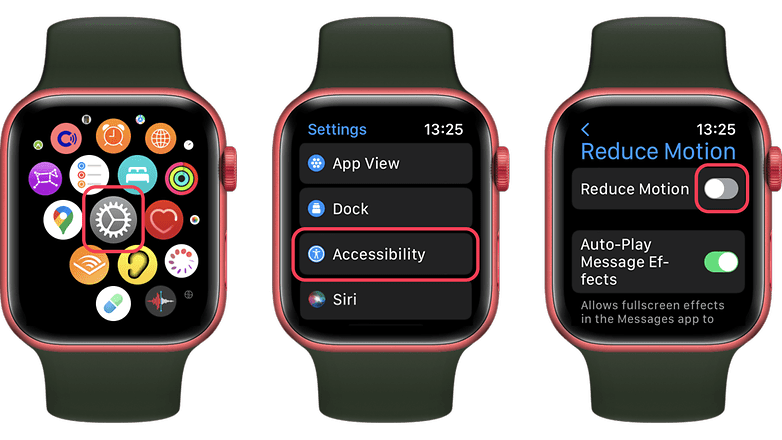 Screenshots showing the settings one can change to prolong battery life on Apple Watches