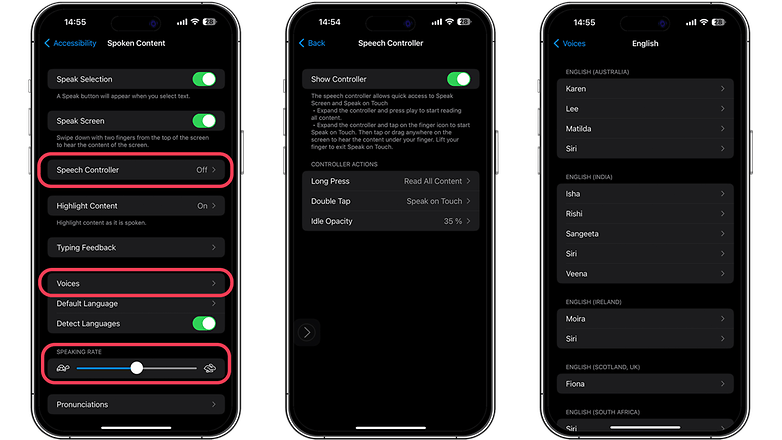 Screenshot showing some of the customization options for the reading screen feature on iOS 16.