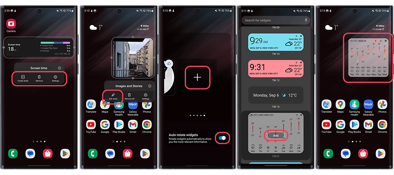 Screenshots zu Samsungs Widgets