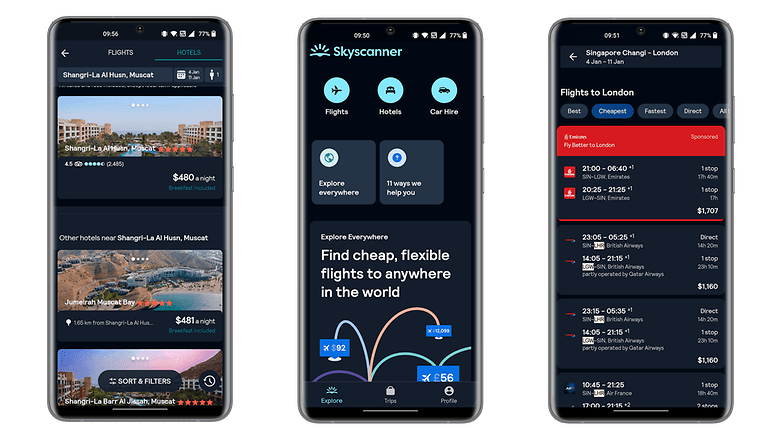 Screenshots der App Skyscanner