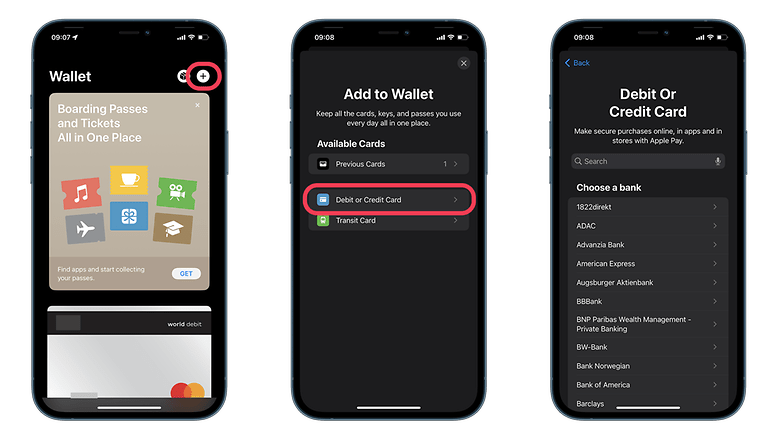 Tangkapan layar yang menunjukkan cara mengatur Apple Pay di iPhone
