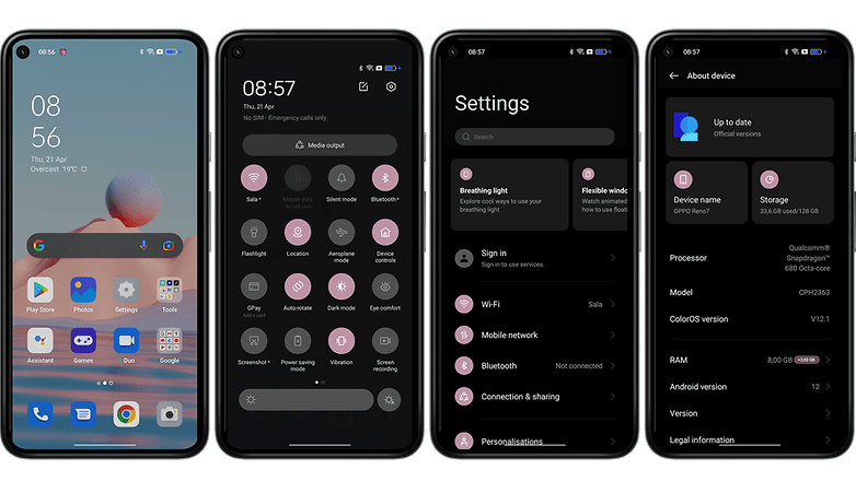 Screenshots of Oppo Reno 7 4G Colors 12 UI