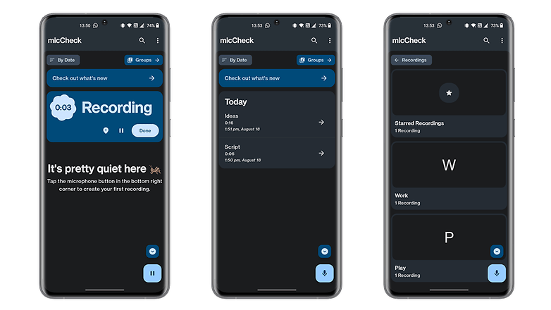 Screenshots der App MicCheck.