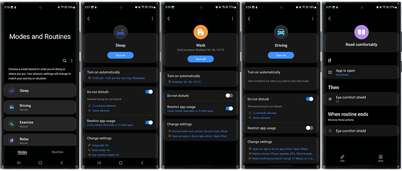 Samsung One UI 5 - Modes and Routines