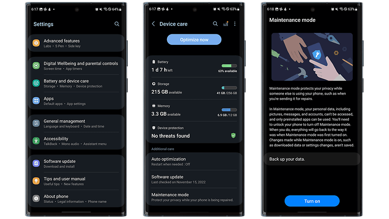 Samsung One UI 5 - Maintenance Mode