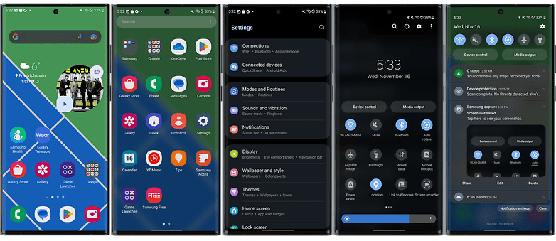 Samsung One UI 5 - User Interface screenshots