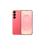 Samsung Galaxy S25 Plus smartphone in pink color, showcasing the front and back with three rear cameras.