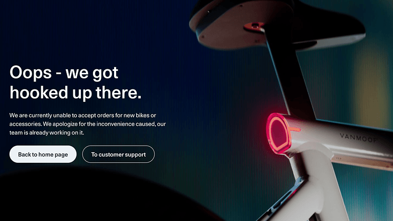 VanMoof homepage message