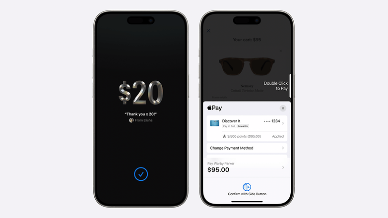 Screenshots zeigen das mobile Bezahlen unter iOS 18