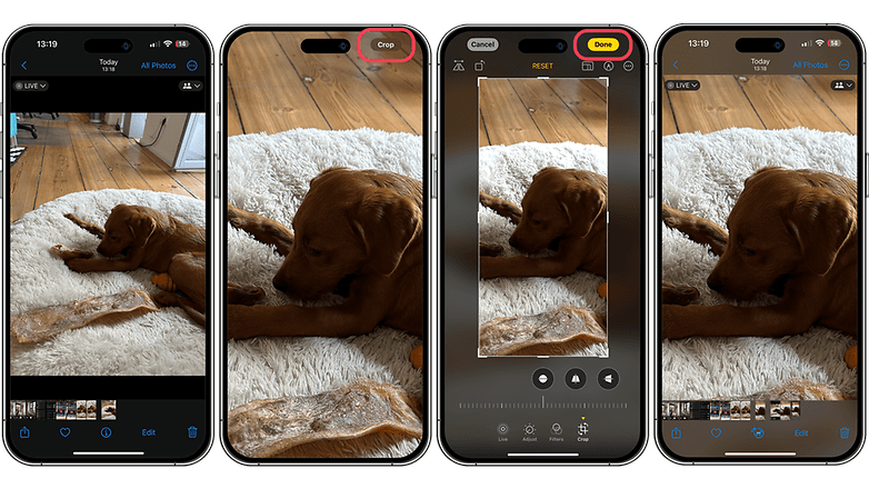 Screenshots of Zoom to Crop feature on iOS 17