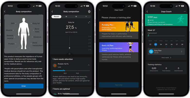 Screenshots der Zepp-Health-App