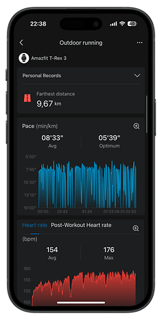 L'interface utilisateur de l'application Zepp pour l'Amazfit T-Rex 3