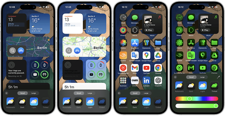 Screenshots of the news Dark Mode setups on iOS 18