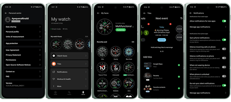 Screenshots der Companion-App der OnePlus Watch 2