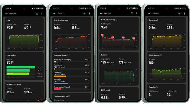 Screenshots of the OnePlus Watch 2 app companion UI