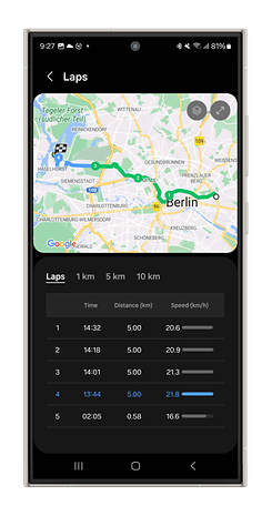 Screenshots des Radfahrmodus der Galaxy Watch Ultra