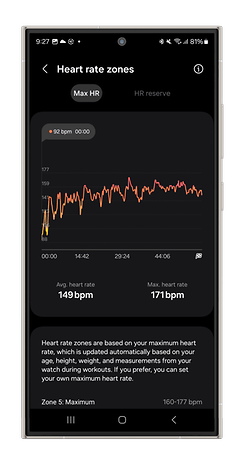 Screenshots of the Galaxy Watch Ultra's Cycling mode.