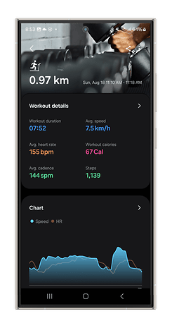 Captures d'écran des mesures multisports de la Galaxy Watch Ultra