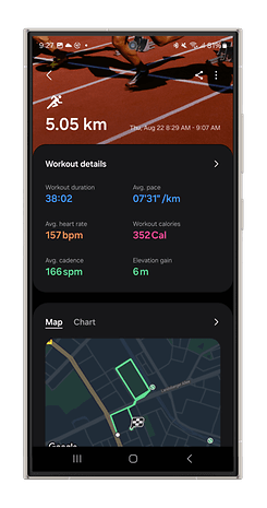 Screenshots des Laufmodus der Galaxy Watch Ultra