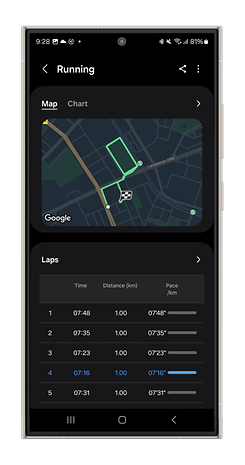 Screenshots des Laufmodus der Galaxy Watch Ultra
