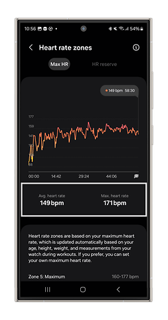 Screenshots of the Samsung Galaxy Watch Ultra Health App