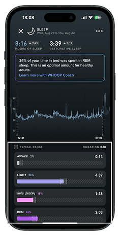 Screenshots zur Schlafüberwachung beim Whoop-Tracker