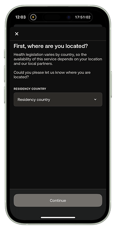 A mobile screen displaying a location confirmation prompt for Withings services.