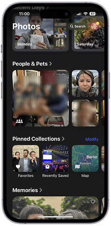 Screenshots of the Photos app user interface on iOS 18