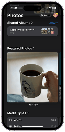 Screenshots der Benutzeroberfläche der Fotos-App unter iOS 18