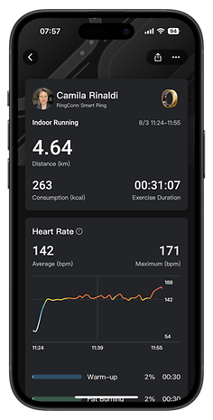 Captures d'écran de l'interface utilisateur de l'application compagnon de la RingConn Gen 2