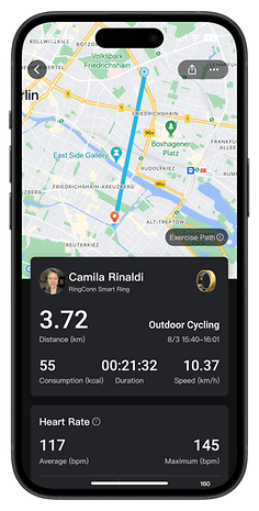 Screenshots of the RingConn Gen 2 Smart Ring app companion user interface.