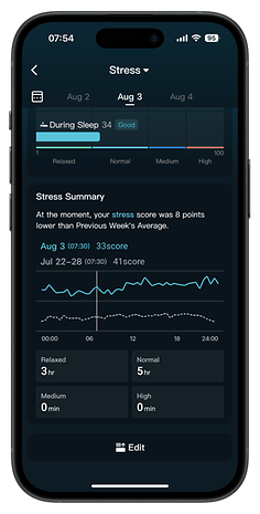 Captures d'écran de l'interface utilisateur de l'application compagnon de la RingConn Gen 2