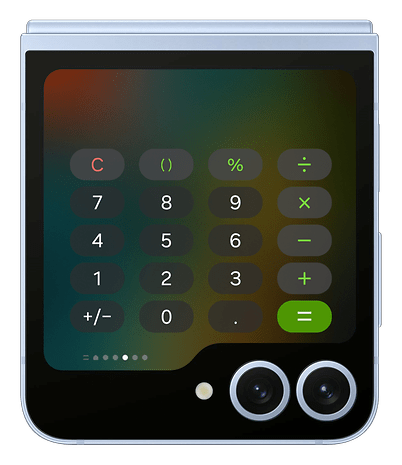 Le Galaxy Z Flip 6 avec une application calculatrice ouverte