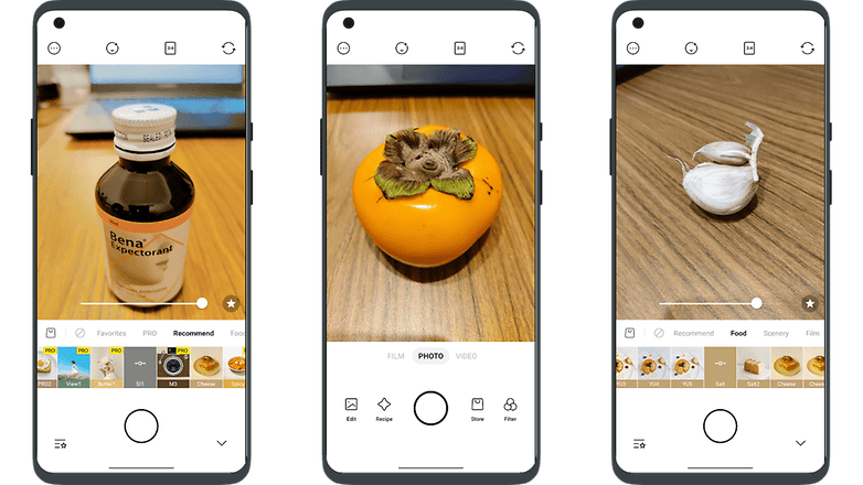 Screenshots of the app Foodie - Filter and Film Camera user interface
