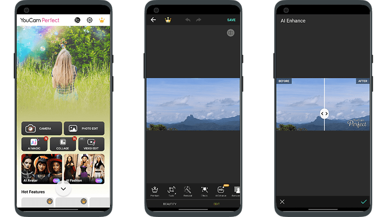 Screenshots of the app YouCam Perfect