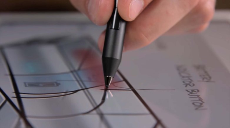 A person drawing some lines with the Adonit Pixel pencil on an iPad