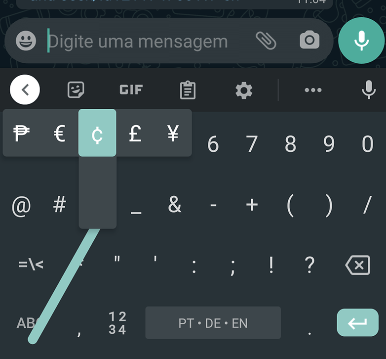 Atalhos Gboard caracteres especiais