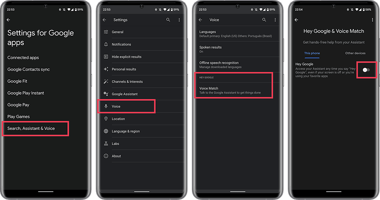 Google Assistant settings add splitting Voice Match and other