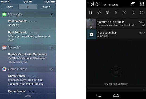 ios android barra notificacoes