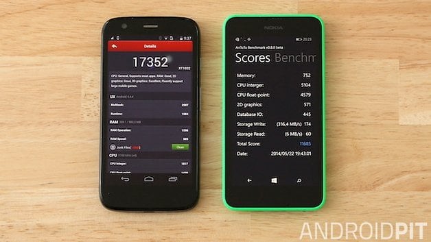 Motorola Moto G Nokia Lumia 630 benchmark