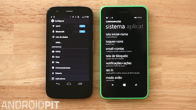 Motorola Moto G Nokia Lumia 630 configuracoes