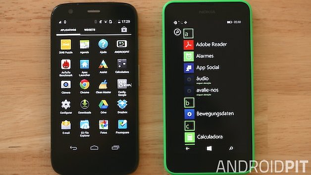 Motorola Moto G Nokia Lumia 630 gaveta app