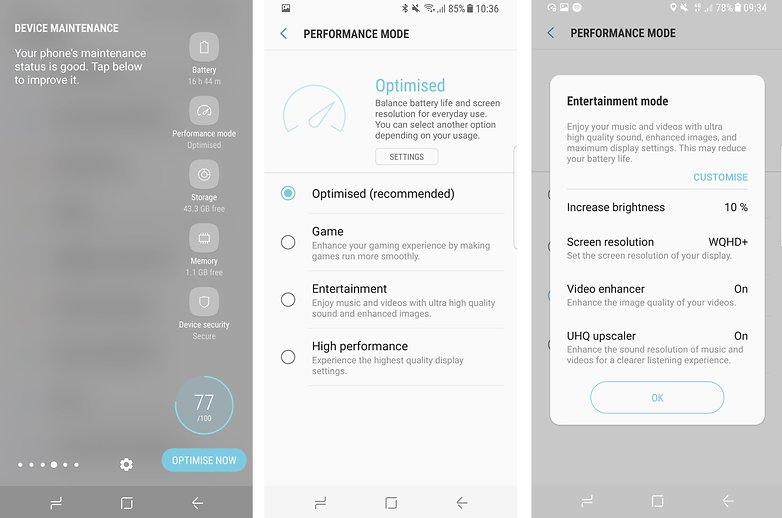 Galaxy S8 review performance mode
